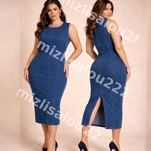 Good American Denim Midi Column Dress Indigo 3XL / 6 NWT